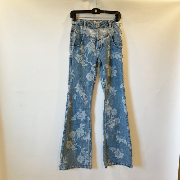 NWOT Free People Jeans 24 We The Free Naomi Floral Flare FP1 - Picture 2 of 10